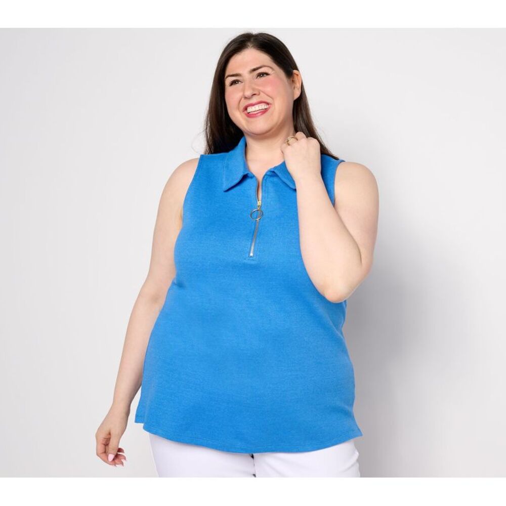 Top Knot Women's Plus Sz 4X Perfect Pique Sleeveless Polo Blue A642950